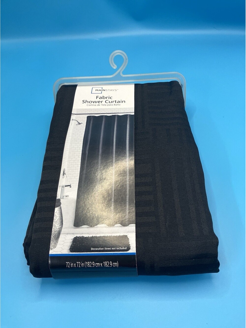 Mainstays Henderson Rich Black Basket Weave Fabric Shower Curtain-72 in x 72 in